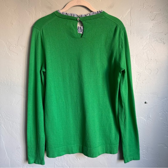 J. Crew Women’s Kelly Green Striped Ruffle Neck Sweater Small‎ EUC Preppy Spring - Picture 4 of 7